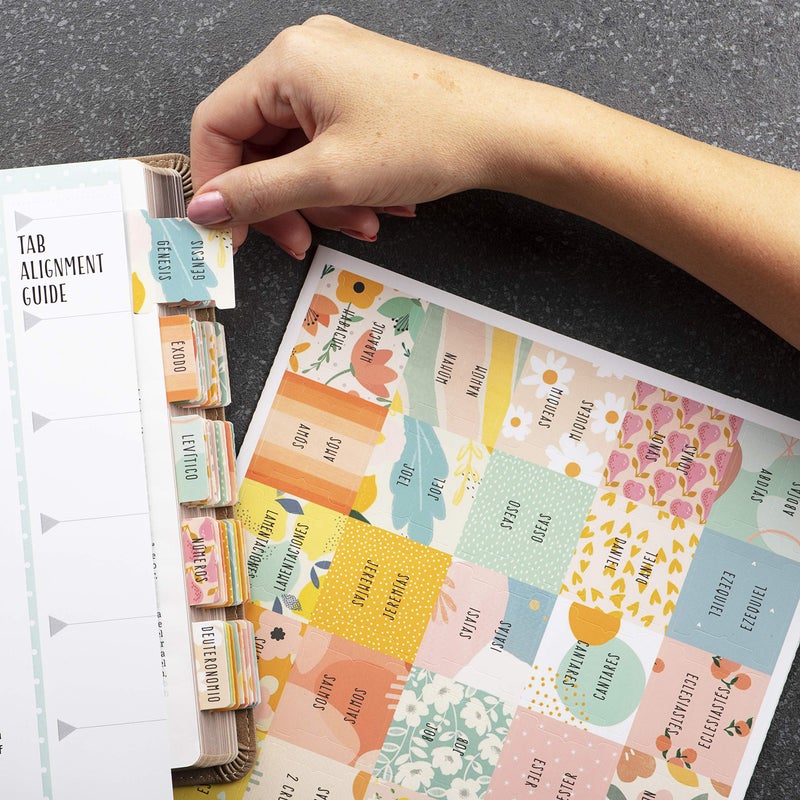 DiverseBee Spanish Bible Tabs (Large Print, Easy to Read), Bible Journaling Book Tabs, Christian Gift, 66 Bible Tabs Old and New Testament, Includes Catholic Books and 9 Blank Tabs - Alegria Theme - Image 4